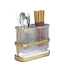John Global 壁掛式餐具筒架 免鑽孔安裝型, 1個, 金色