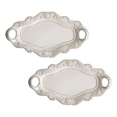 復古巴洛克風格手柄盤 30cm, 盤子 2入, 單一顏色, 2個