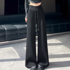 페이릿 여성용 스트링 허리밴딩 트레이닝 와이드 면 팬츠