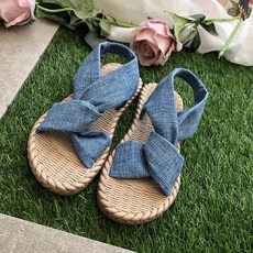 Elsso 女用交叉綁帶草編涼鞋, 235, 藍色