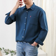 DANGOON 男性大尺碼防皺寬鬆版型長袖襯衫