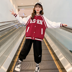 孩童經典印花棒球外套