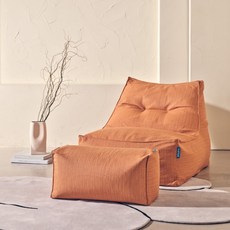 폴리몰리 리조트 빈백 방수속커버 그랜드 소파 607R + 풋스툴 세트, 니스 오렌지