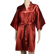 緞面浴袍 短款, 葡萄酒, 1個