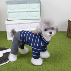 PASTEL PET 寵物高領條紋連身衣, 1個, 海軍藍