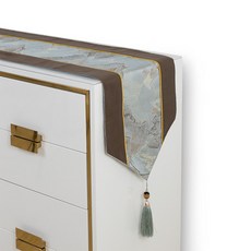 經典布料Riz餐桌桌旗, 棕色網格, 32 x 210 厘米