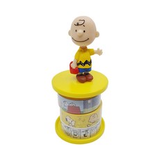 PEANUTS 史努比 Snoopy系列 查理膠帶架+款式隨機紙膠帶3入, 黃色, 1組