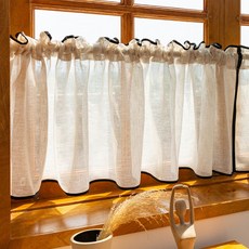 G&Y 氣氛黑邊短窗簾, 米色