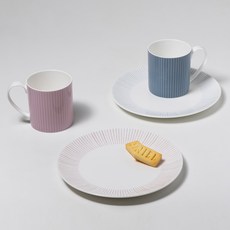 한국도자기 코지 스넥 식기세트 4p, 혼합색상, 1세트, 머그 2종 + 접시 21cm 2종