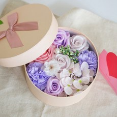 J.Hani 可愛圓形香皂花盒 + 愛心卡片, 紫色