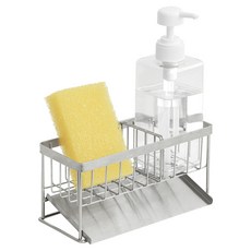Nature Living 不鏽鋼304瀝水菜瓜布架 隔板型 + 按壓瓶組, 單一顏色, 1套