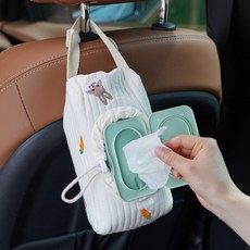 대한오토모빌 차량용 어디든 툭 걸어 물티슈 파우치 휴대용 커버 캠핑용 케이스, 바니바니, 1개