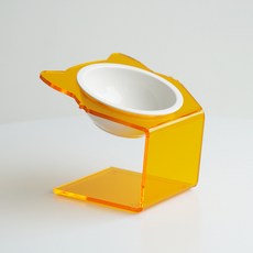 Maggie & Bo 寵物貓咪站立式傾斜碗 Medium 11公分 + 陶瓷碗組, 1套, 橘色