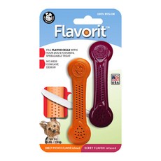 Pet Qwerks Toys Barkbone尼龍撒骨味小型犬刷毛玩具紅薯味+莓果味套組S, 單色, 1套