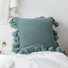 柔軟流蘇亮點靠墊, 綠色