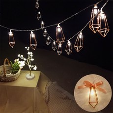 EPLYN 玫瑰金金屬露營車宿野餐LED燈串 20燈 3m, 方形鑽石, 1個