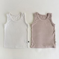 YEROOYENA 兒童款牛奶羅紋圓領背心 2件組