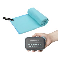 超細纖維毛巾 登山游泳毛巾 旅行運動 濕式乾式 含EVA收納盒 超細纖維多用途毛巾 小, 淺藍色, 1個