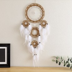 알로데 행운의 마크라메 깃털 벽장식 드림캐쳐, 03 브라운