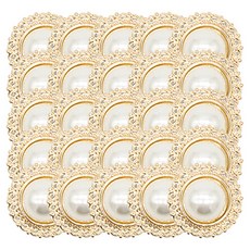 射出珍珠寶石開襟衫針織鈕扣 向日葵珍珠 15mm, 25個, 白金色