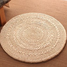 Adungnoliter 圓形藤編麻花坐墊, 米色