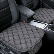 超細纖維絎縫口袋車用坐墊 前座2入 + 後座套組, 1套, 灰色