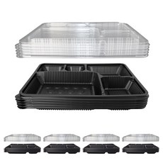 Bloom at home 5格豬排餐盒 黑色, 1入, 25個