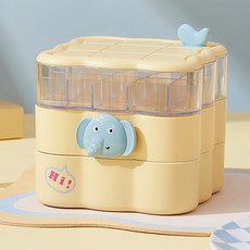 The Flow Commerce Modeplus 小飛象角色3層旋轉大容量珠寶飾品收納盒, 黃色, 1個