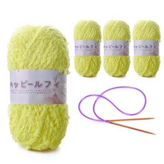 Happy Boom Boom棉質毛線 4捆+編織針組, 108個檸檬, 1組