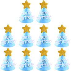 Livingda 組裝式生日派對帽, 10個, 藍色 + 白色 + 黃色