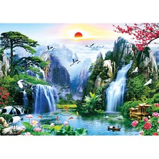 山川草木拼圖, 1000件, 混合顏色