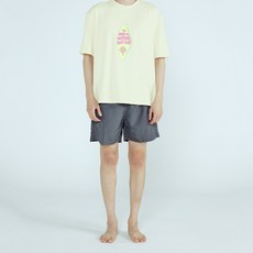 soleil 男款寬鬆版Glare短袖 + 灰階素色衝浪褲防曬衣套組