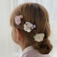 chenny bongbong 女童月光花園韓服髮夾三花套組