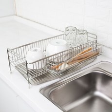 4BNK 全304不鏽鋼餐具瀝水架, 銀色, 1層, 1個