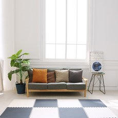 Sonhalmae 純色地板間隔音遊戲室幼兒拼圖墊 2 x 4p 大號 60 x 60 x 1.2 厘米, 海軍藍+象牙白, 1組