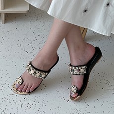 女款夏季珠寶拇指拖鞋 4cm P129
