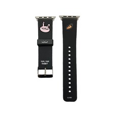 스메르 스마트워치 디자인 실리콘 스트랩 밴드 줄 42 / 44 / 45 mm, 1 념념토끼 블랙