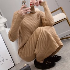 구디프 여성용 터틀넥 루즈핏 롱 윈피스
