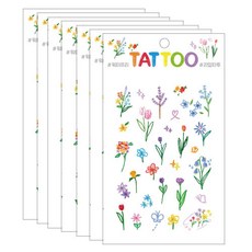 Petit 迷你紋身貼紙 TS006, 彩色花朵, 7個