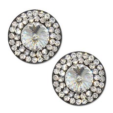 포인트 보석 큐빅 단추 왕보석 25mm, 크리스탈 블랙, 2개