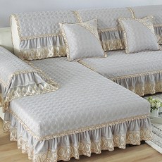 I LOVE HOME 方格圖案孔雀裝飾沙發罩, 灰色