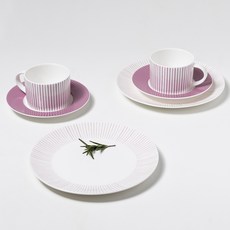 한국도자기 코지 모닝 식기세트 6p, 핑크, 1세트, 커피잔 2p + 커피받침 2p + 접시 21cm 2p