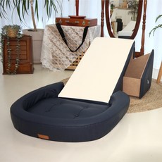 반려동물 프리미엄 방석 + 서랍형 펫스텝 세트, 네이비