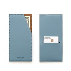 FunnYmade 卡片現金收納袋及皮革零用錢信封, 霧藍色, 2個