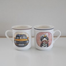 Morineko 普普風馬克杯 360ml x 2入組, 黑貓, 條紋貓, 1套