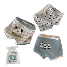 男童款熊貓三兄弟四角內褲 3件+收納袋組