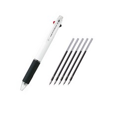 JETSTREAM 3 色圓珠筆 0.5mm+筆芯 0.5mm 黑色 5p, 白色的, 1套