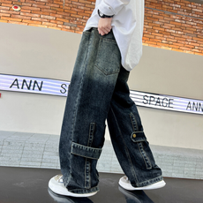 오렌지다몸 아동용 H뒷버클 워싱 청바지