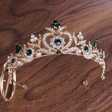 Estella 自助婚禮 新娘皇冠髮飾 vvw529, 1個, 綠色