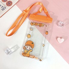 卡通手機保護防水包, 亮片橘子少女, 1個